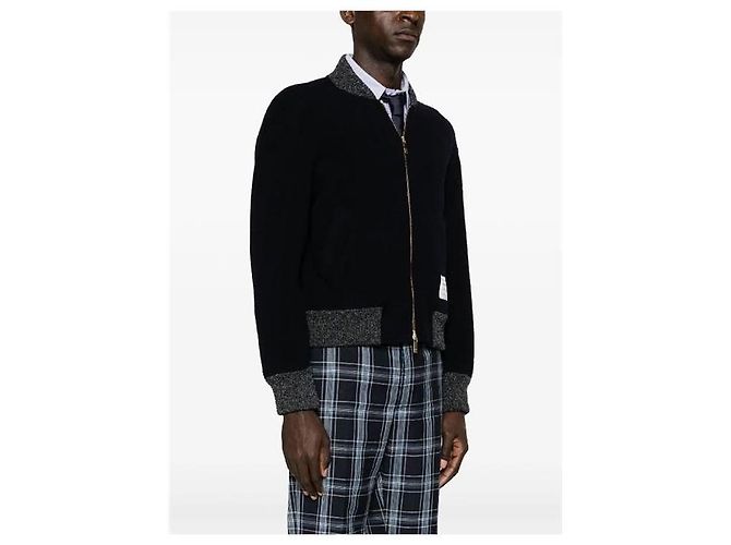 Thom Browne Fleece Bomberjacke Navy - Ansicht 2