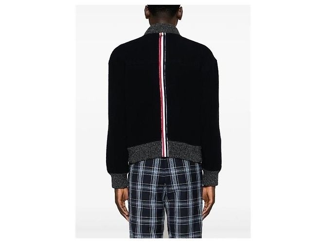 Thom Browne Fleece Bomberjacke Navy - Ansicht 3