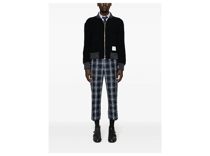 Thom Browne Fleece Bomberjacke Navy - Ansicht 4