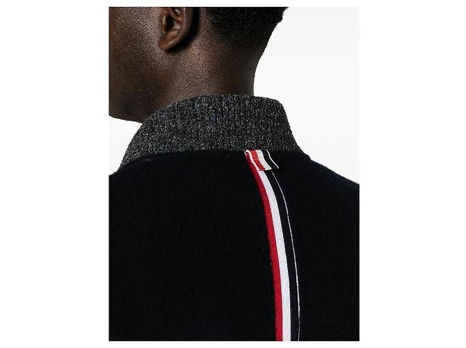 Thom Browne Fleece Bomberjacke Navy - Ansicht 5