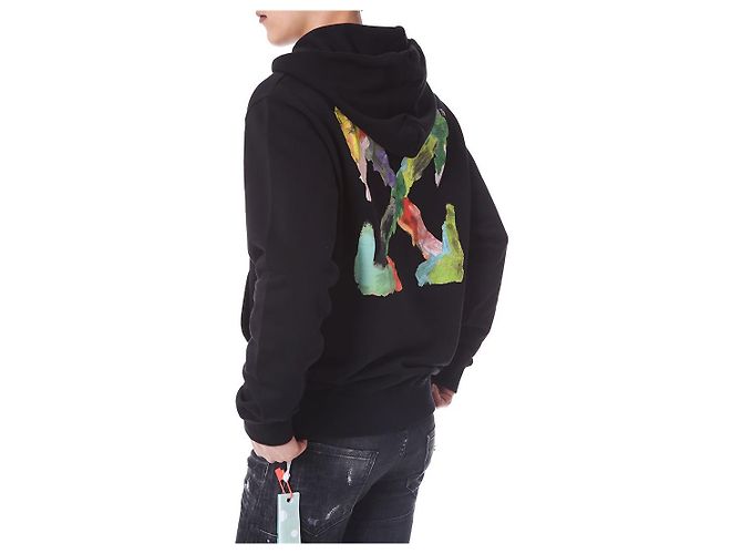 Off White Multicolor Brush Painted Arrow Hoodie - Ansicht 14