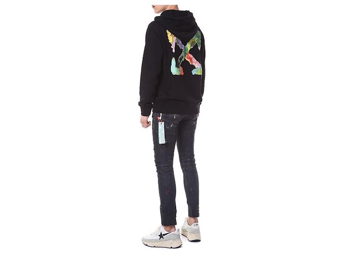 Off White Multicolor Brush Painted Arrow Hoodie - Ansicht 15