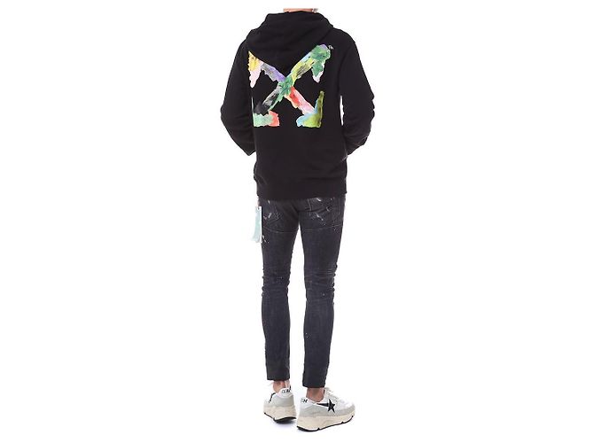 Off White Multicolor Brush Painted Arrow Hoodie - Ansicht 16