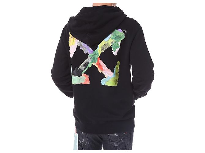 Off White Multicolor Brush Painted Arrow Hoodie - Ansicht 17