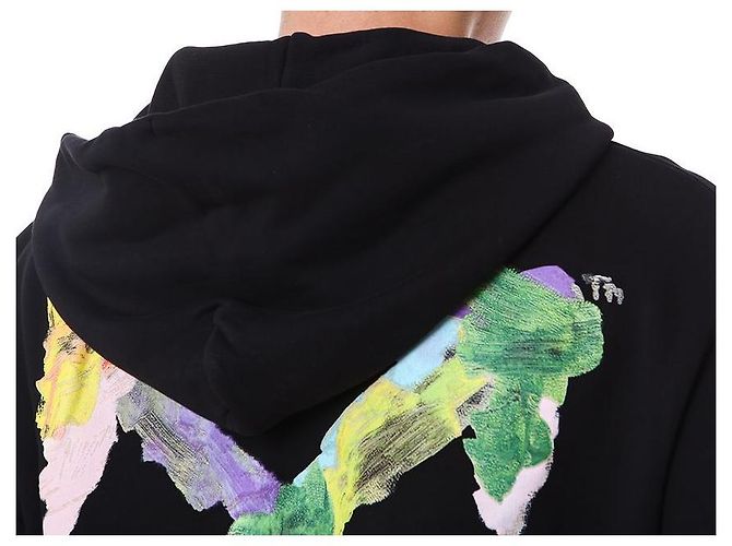 Off White Multicolor Brush Painted Arrow Hoodie - Ansicht 18