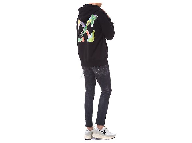 Off White Multicolor Brush Painted Arrow Hoodie - Ansicht 19