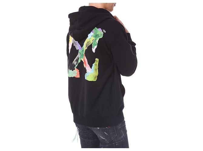 Off White Multicolor Brush Painted Arrow Hoodie - Ansicht 20
