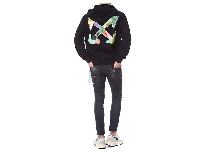 Off White Multicolor Brush Painted Arrow Hoodie - Ansicht 21