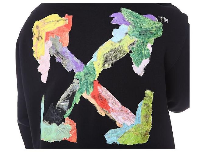 Off White Multicolor Brush Painted Arrow Hoodie - Ansicht 29