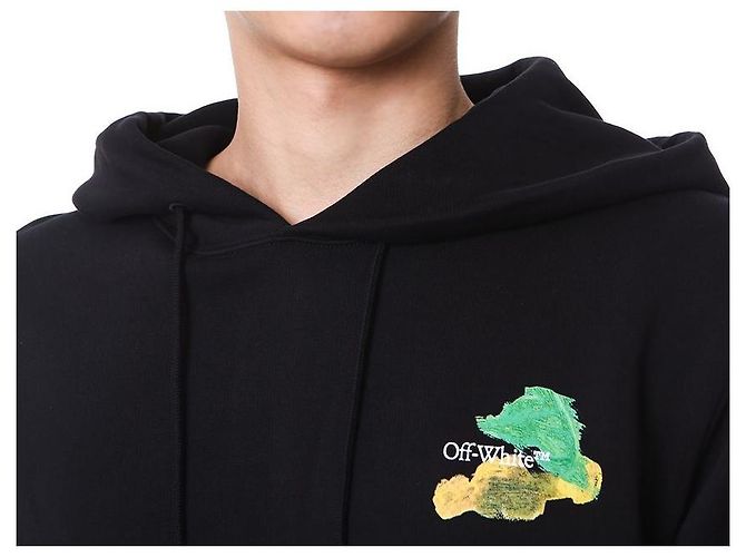 Off White Multicolor Brush Painted Arrow Hoodie - Ansicht 4