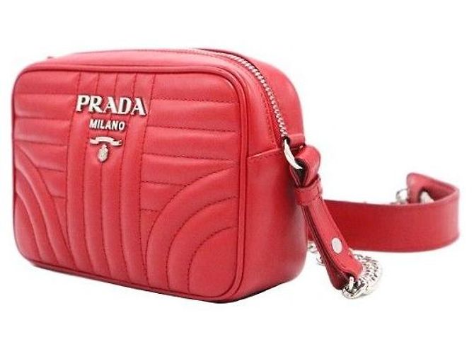 Prada Borsa a tracolla in vitello morbido rosso - vista 3