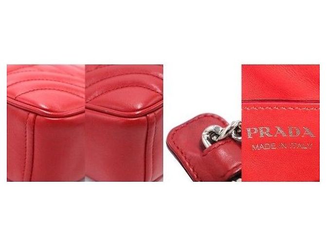 Prada Borsa a tracolla in vitello morbido rosso - vista 9