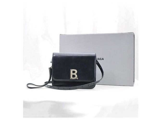 Balenciaga Picca borsa a tracolla in pelle di vitello nera con logo argento - vista 2