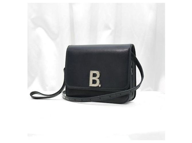 Balenciaga Picca borsa a tracolla in pelle di vitello nera con logo argento - vista 3