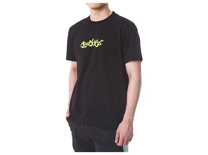 Off White T-Shirt mit Neon-Velours-Schriftzug - Ansicht 11