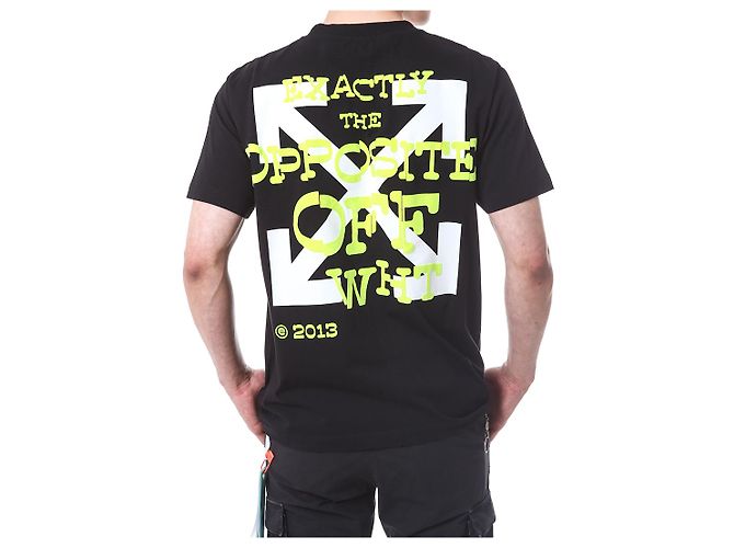 Off White T-Shirt mit Neon-Velours-Schriftzug - Ansicht 13