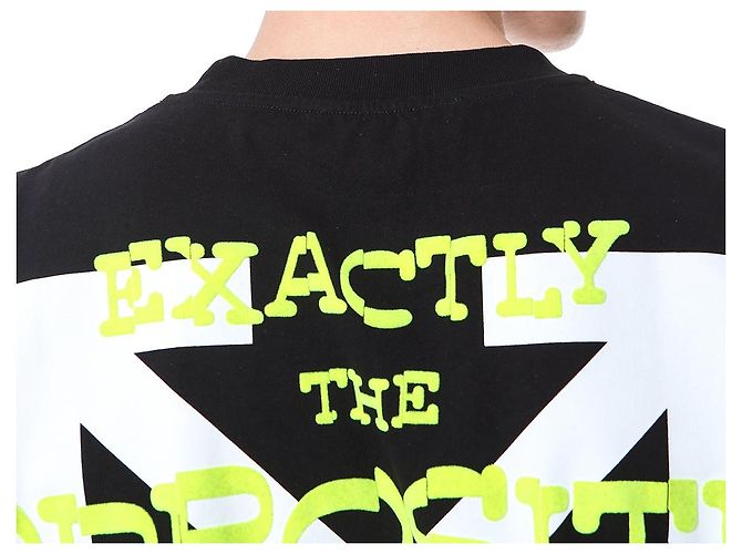 Off White T-Shirt mit Neon-Velours-Schriftzug - Ansicht 14