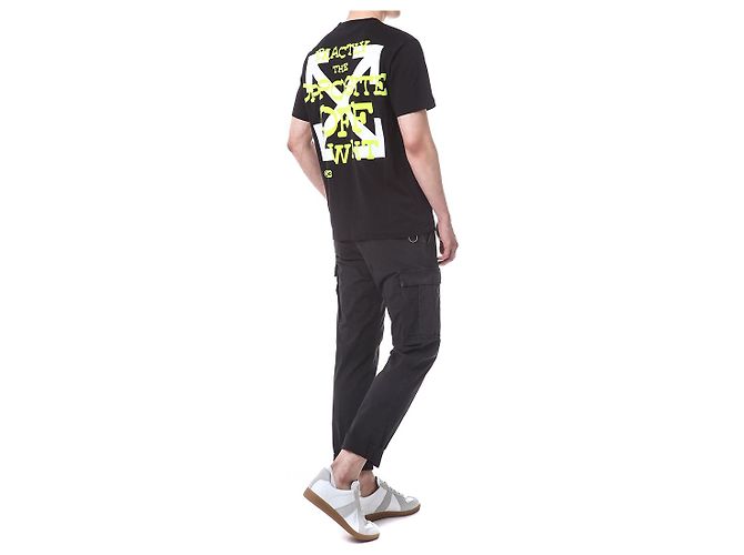 Off White T-Shirt mit Neon-Velours-Schriftzug - Ansicht 15