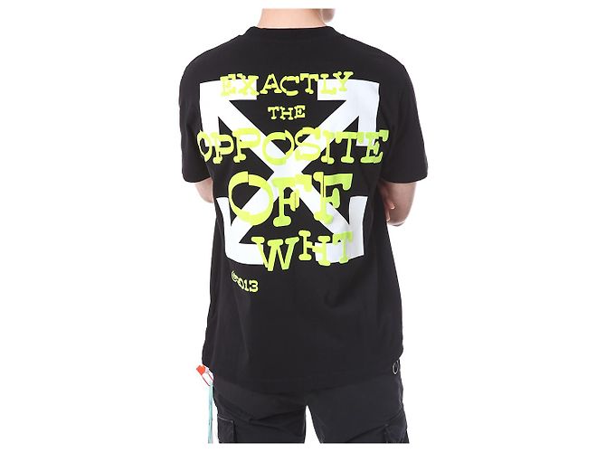 Off White T-Shirt mit Neon-Velours-Schriftzug - Ansicht 17