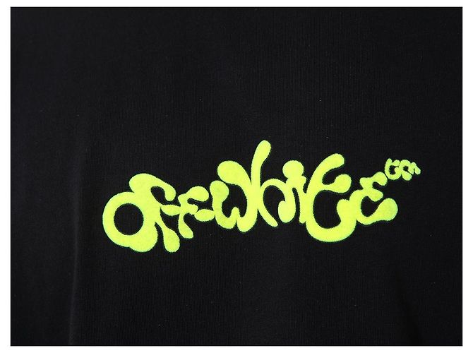Off White T-Shirt mit Neon-Velours-Schriftzug - Ansicht 20