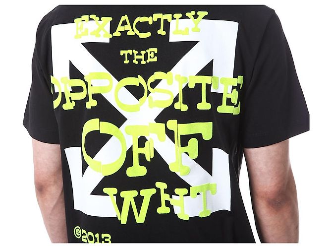 Off White T-Shirt mit Neon-Velours-Schriftzug - Ansicht 24