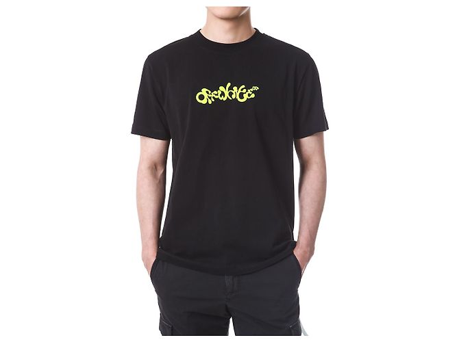 Off White T-Shirt mit Neon-Velours-Schriftzug - Ansicht 5