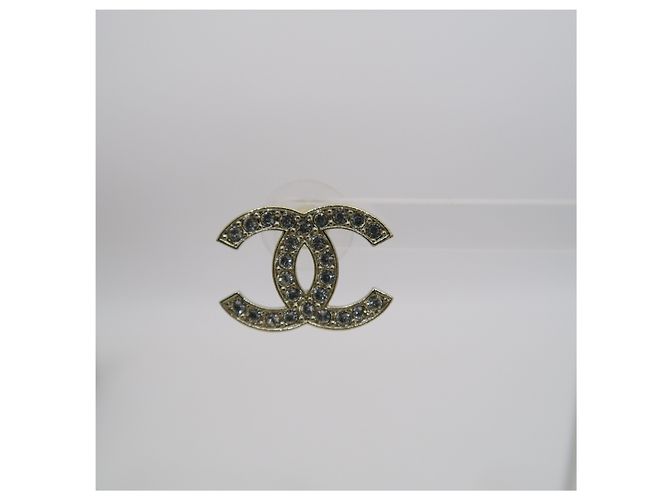 Chanel Orecchini Diamante Gold Crystal CC Logo - vista 2