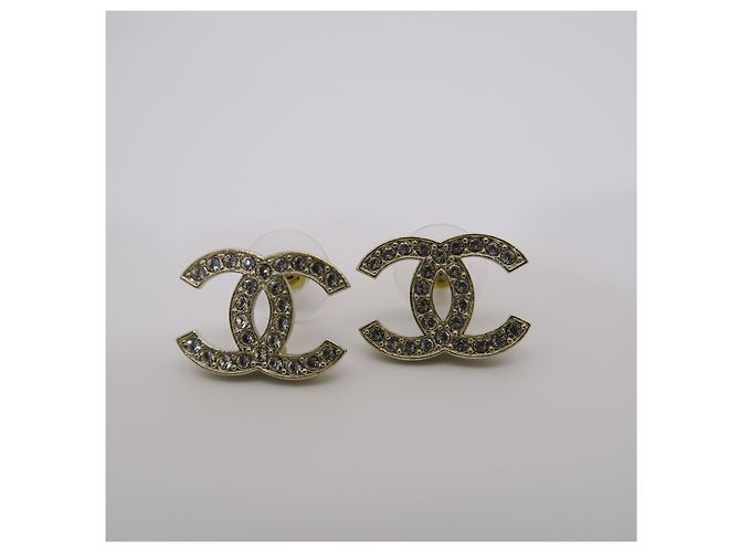 Chanel Orecchini Diamante Gold Crystal CC Logo - vista 4