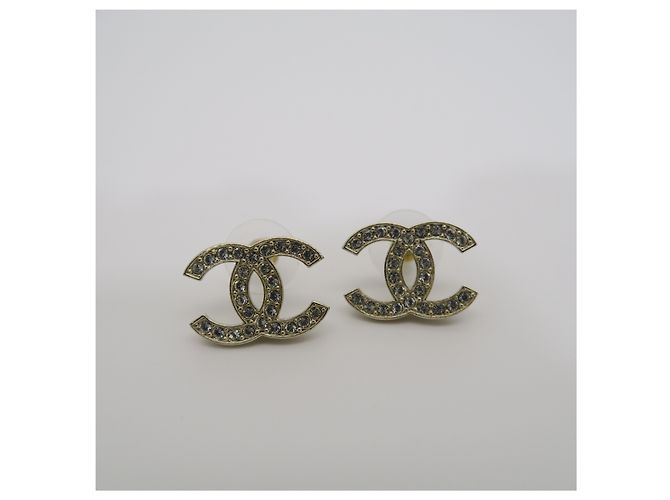 Chanel Orecchini Diamante Gold Crystal CC Logo - vista 5