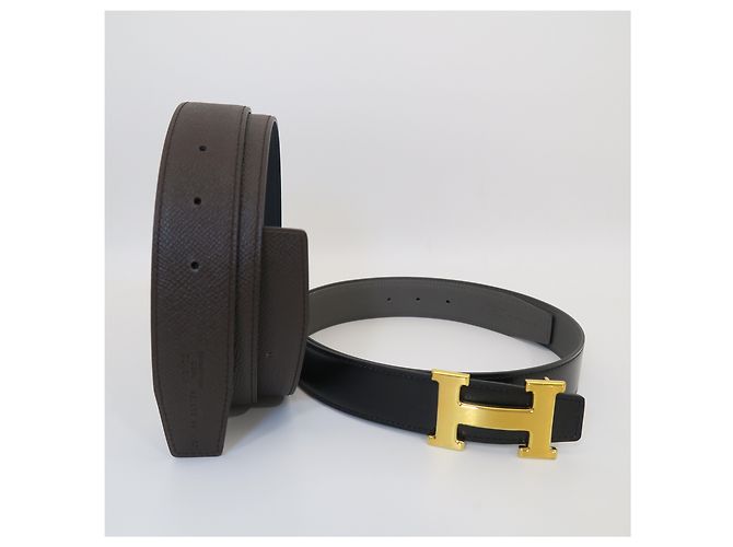 Hermès Wendbarer Ledergürtel Matte Black Gold - Ansicht 2