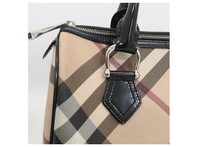 Burberry Borsa Boston Nova Check in vernice - vista 2