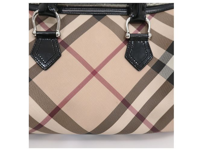 Burberry Borsa Boston Nova Check in vernice - vista 3