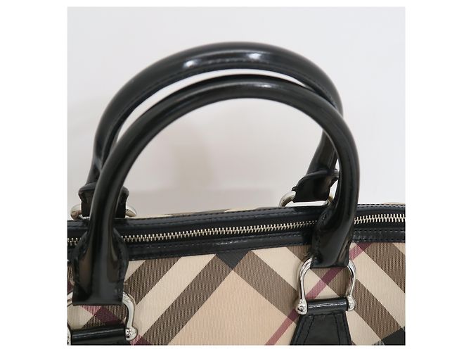 Burberry Borsa Boston Nova Check in vernice - vista 4