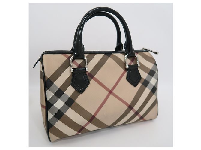 Burberry Borsa Boston Nova Check in vernice - vista 5