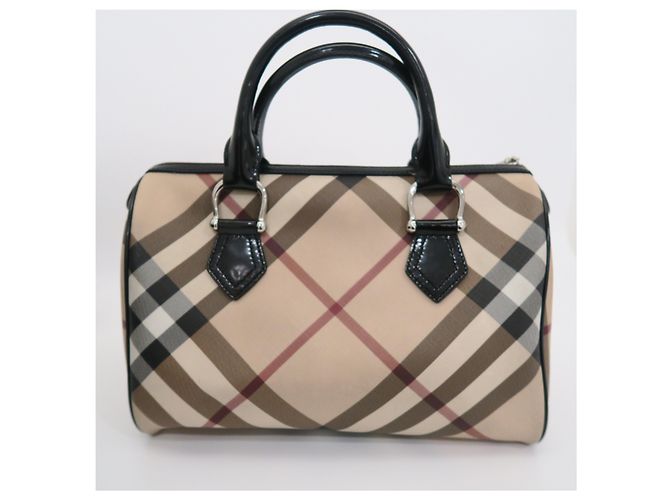 Burberry Borsa Boston Nova Check in vernice - vista 6