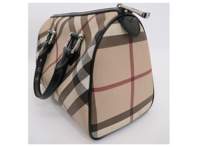 Burberry Borsa Boston Nova Check in vernice - vista 8