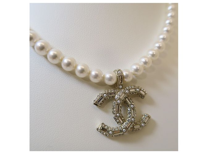 Chanel Collana Choker in Perle e Cristalli Gold Ivory - vista 5