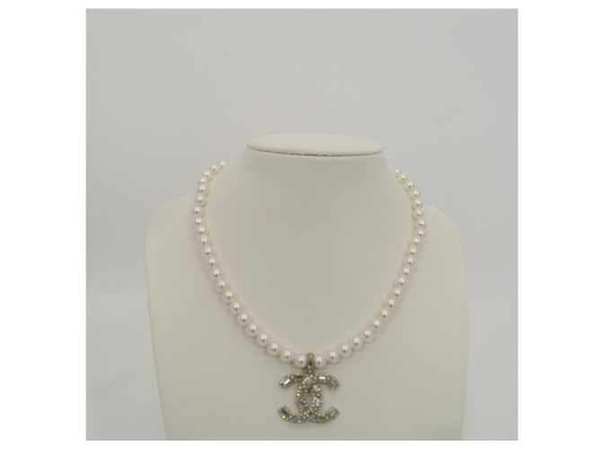 Chanel Collana Choker in Perle e Cristalli Gold Ivory - vista 7