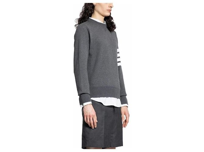 Thom Browne RWB Strick-Sweatshirt Dunkelgrau - Ansicht 4