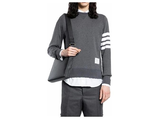 Thom Browne RWB Strick-Sweatshirt Dunkelgrau - Ansicht 5