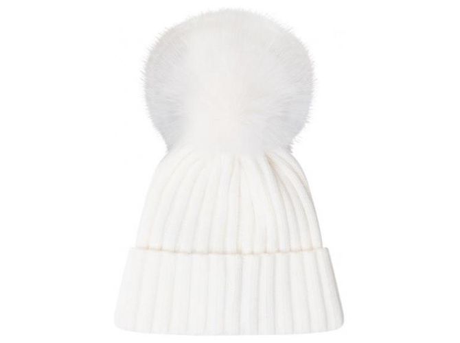Moncler Wollmütze mit Bommel Weiß - Ansicht 5