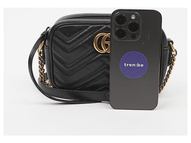 Gucci Mini borsa a tracolla GG Marmont matelassé nera - vista 9