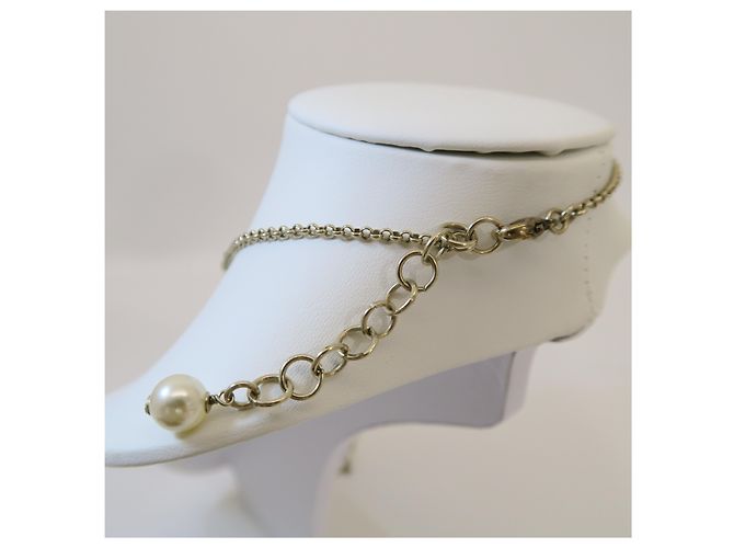 Chanel Collana lunga con perle e logo CC dorato - vista 5