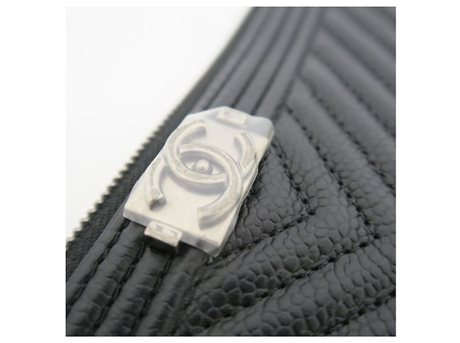 Chanel Clutch New Medium Chevron Nera Logo Argento - vista 2
