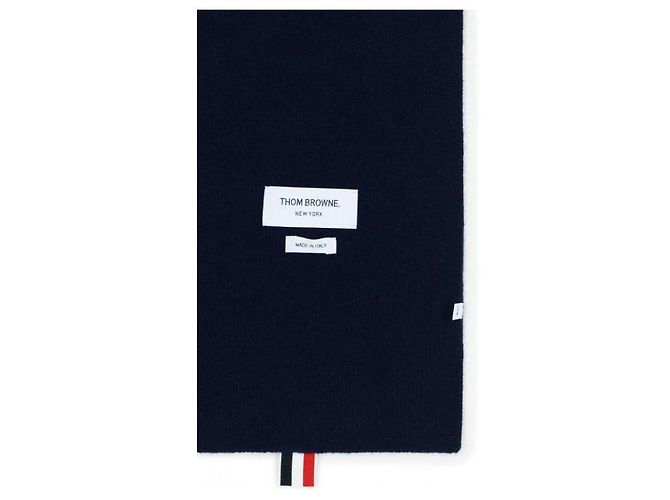 Thom Browne Kaschmir Schal mit Rippstrick Navy - Ansicht 6