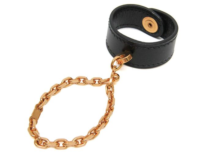 Hermès Hermes Vintage Handschuhhalter aus Leder mit Metall - Ansicht 2