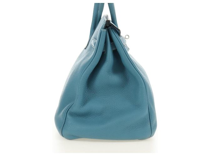 Hermès Hermes Birkin Blue Clemence con Palladium Hardware 35 - vista 4