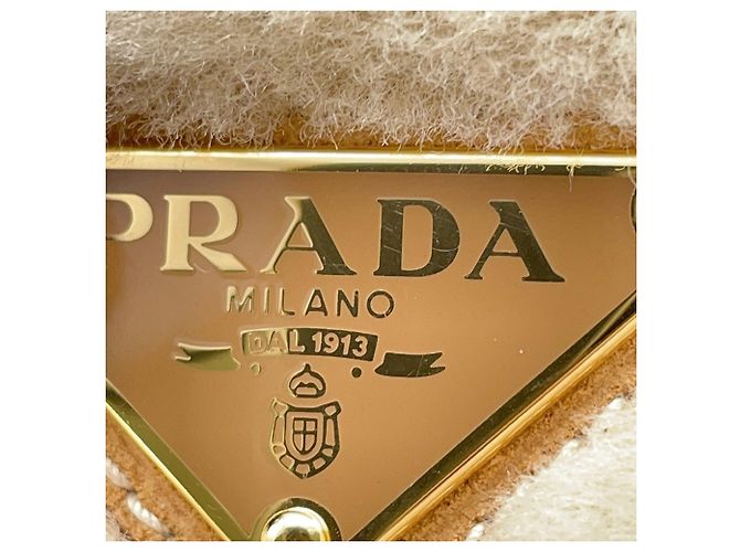 Borsa Tote Prada in camoscio beige - vista 11