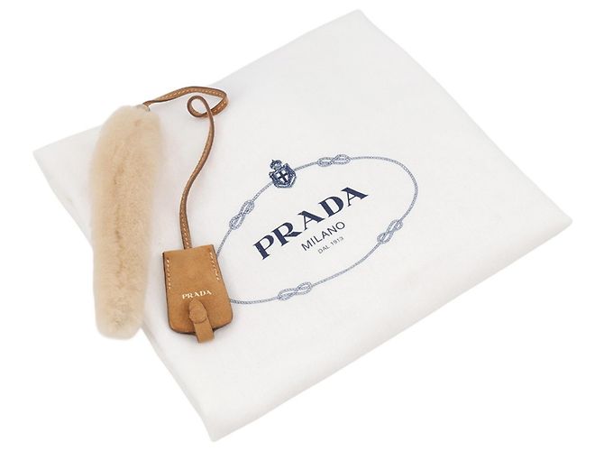 Borsa Tote Prada in camoscio beige - vista 13