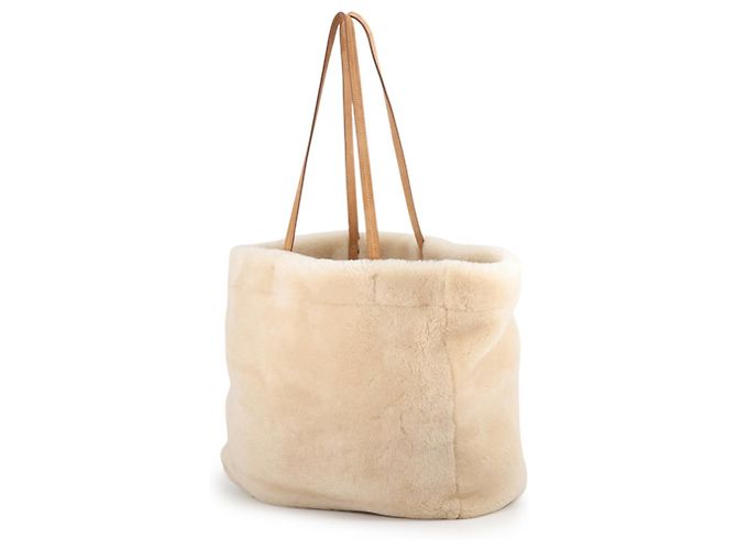 Borsa Tote Prada in camoscio beige - vista 2